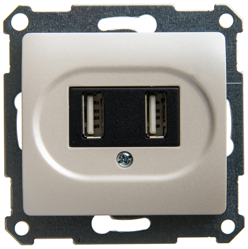 GLOSSA USB РОЗЕТКА, 5В /1400 мА, 2 х 5В /700 мА, механизм, ПЕРЛАМУТР