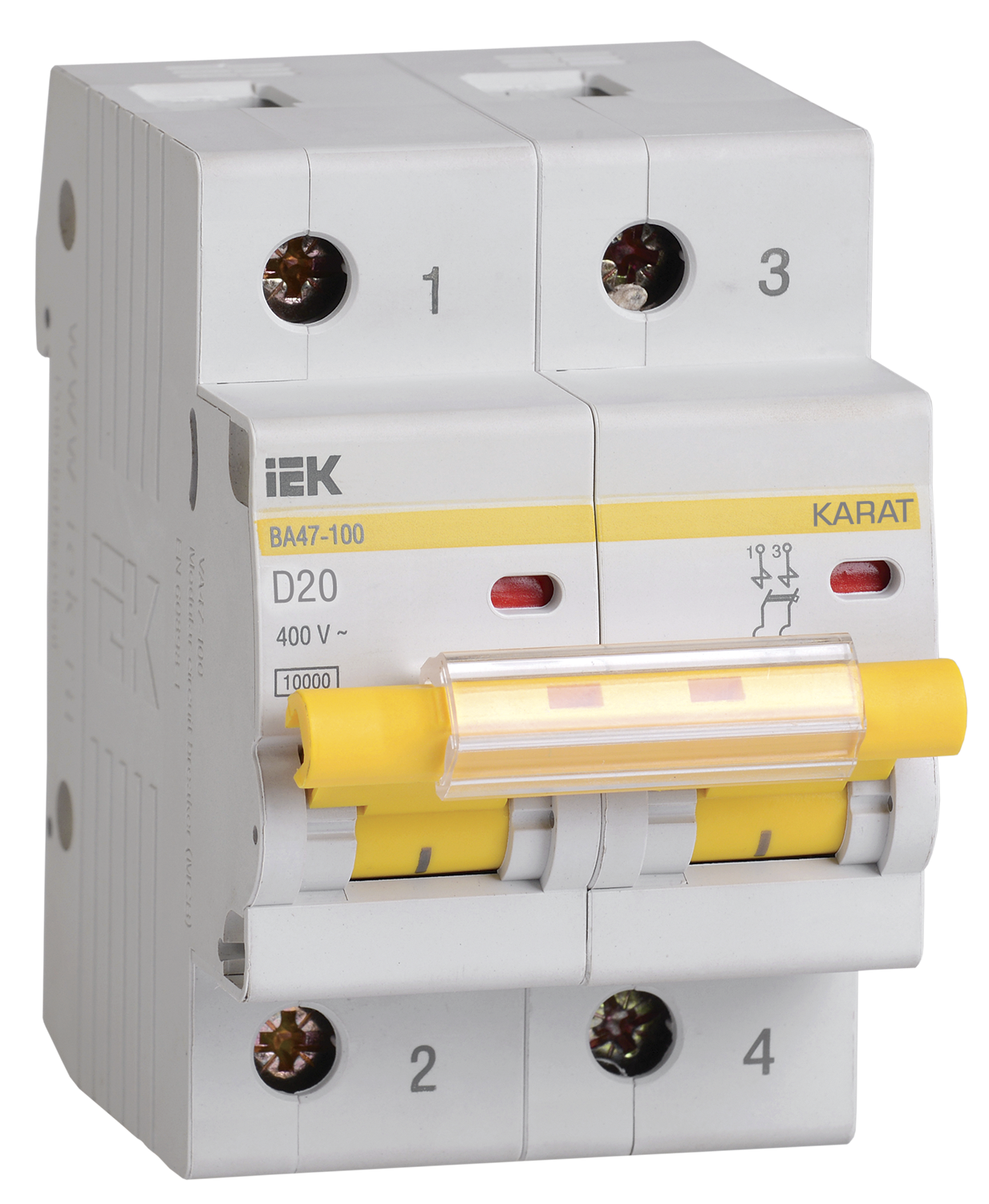 KARAT Автоматический выключатель ВА47-100 2P D 20А 10кА IEK
