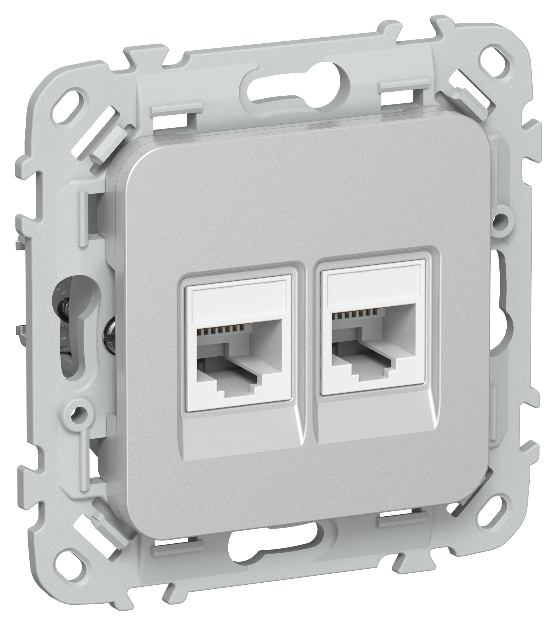 FLITE Розетка 2-местная RJ45/RJ11 категория 5Е/3 UTP РКТ5е/3-2-0-ФлА алюминий IEK