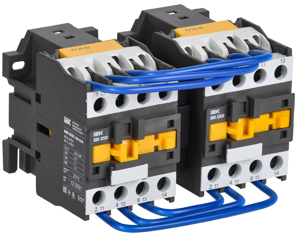 Контактор КМИ-22530 реверс 25А 400В/АС3 2NO IEK