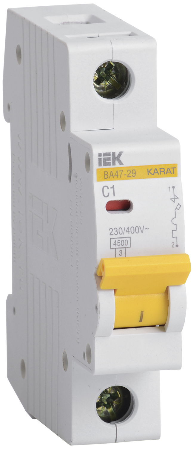 KARAT Автоматический выключатель ВА47-29 1P C 1А 4,5кА IEK