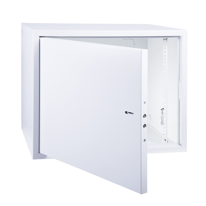 Шкаф настенный 19" антивандальный распашной 8U 600×400×450мм, серый RAL 7035 REXANT