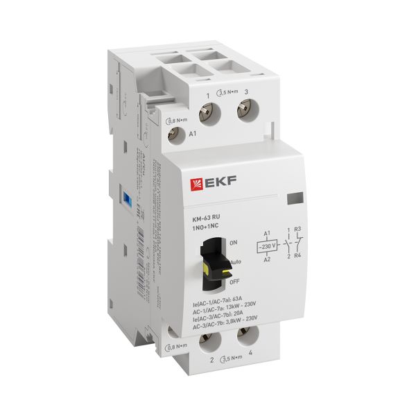 Контактор модульный КМ РУ 63А 1NO+1NC 230В АС (2 мод.) PROXIMA EKF