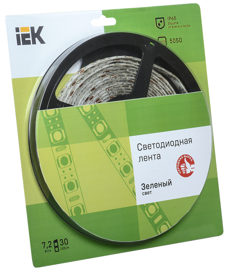 Лента светодиодная 5м блистер LSR-5050G30-7,2-IP65-12V IEK