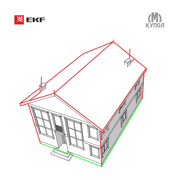 Комплект молниезащиты частного дома габ. 15x18м EKF