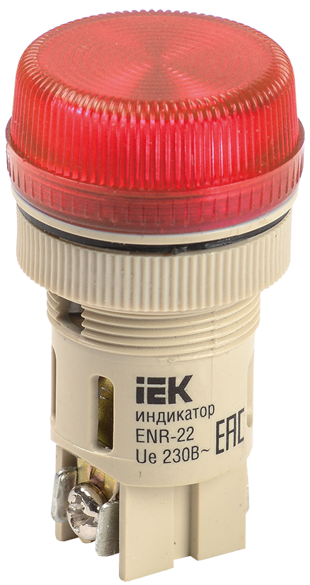 Лампа ENR-22 сигнальная d22мм красный неон/240В цилиндр GENERICA
