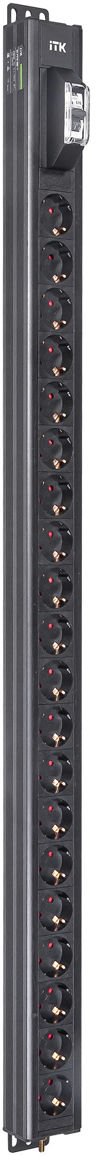 ITK BASE PDU вертикальный PV0101 25U 1 фаза 16А 20 розеток SCHUKO (немецкий стандарт) без кабеля с входным разъемом C20