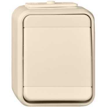 ELSO Aqua-Top, 1-кл. кноп. выключатель, IP44, 10A, винт. заж., жемч.-белый