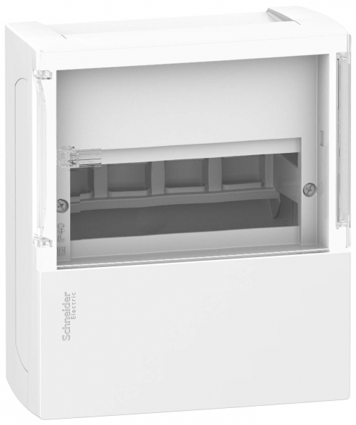 RESI9 MP(MINI PRAGMA)ЩИТ НАВЕС.C ПРОЗ.ДВ.1РЯД/4МОД,IP40,IK07,50А,2клеммы,Италия