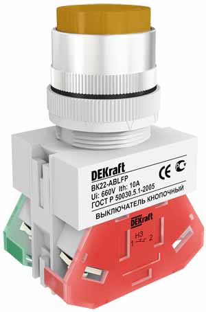 Выкл. кноп. ABLFP D22 LED жел. 24В AC/DC ВK-22