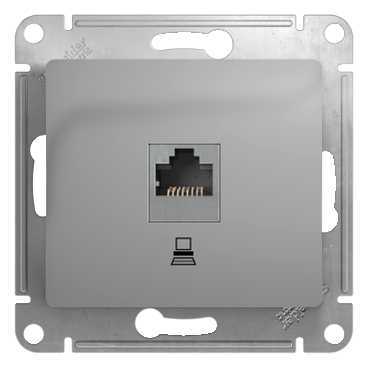 GLOSSA РОЗЕТКА компьютерная RJ45 кат.5Е, механизм, АЛЮМИНИЙ