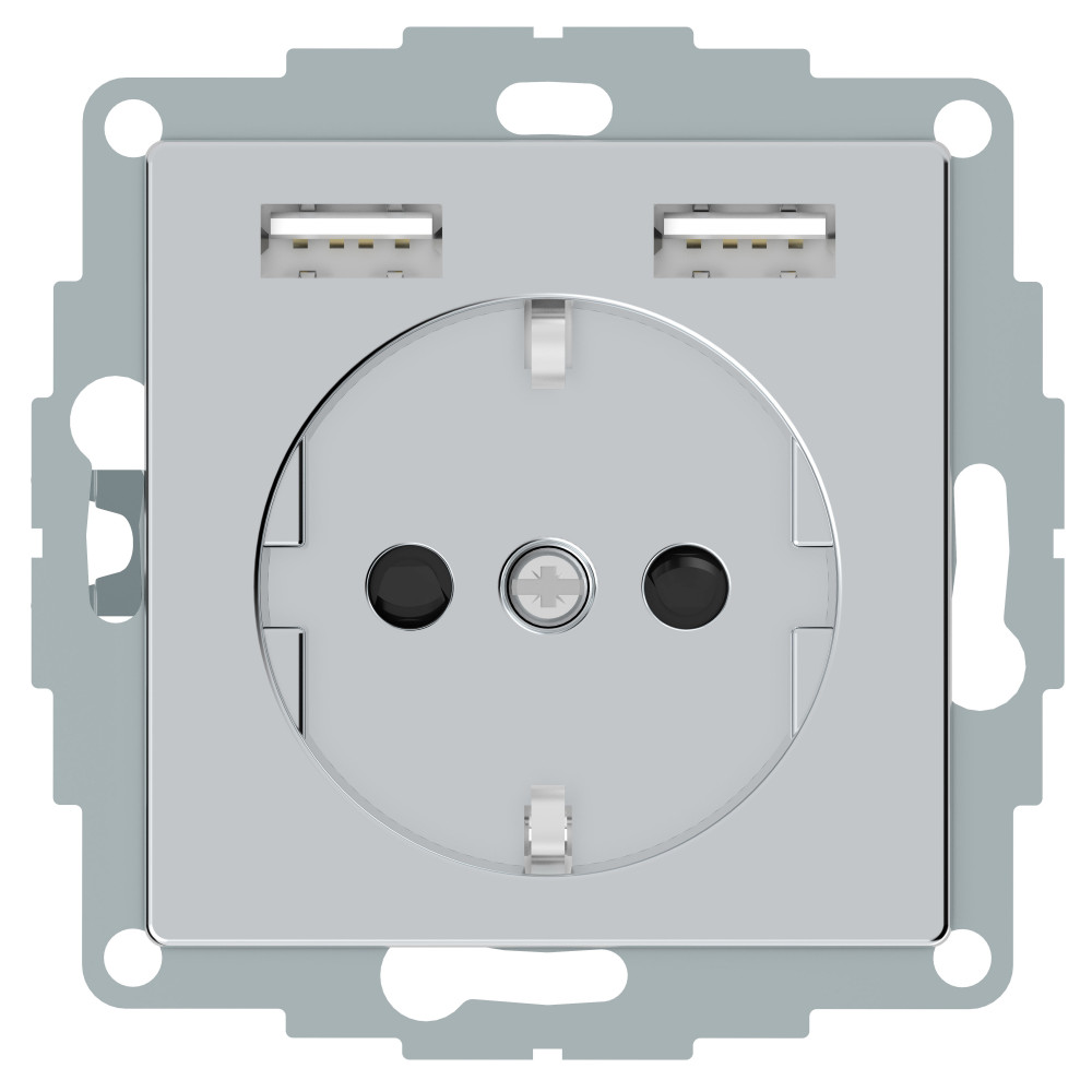 SM Розетка Schuko с 2 USB 2,4 A алюмин.