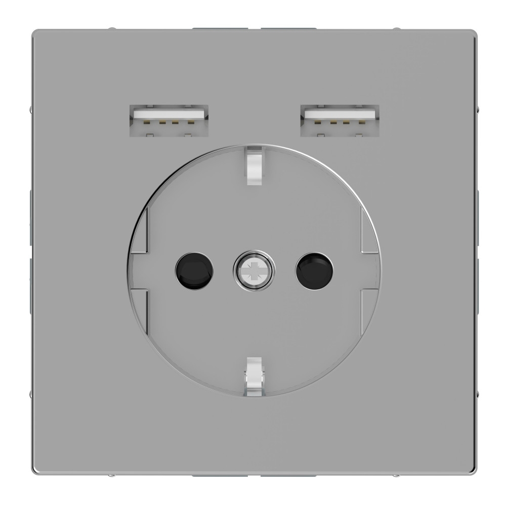 SDL Розетка Schuko с 2 USB 2,4 A сталь