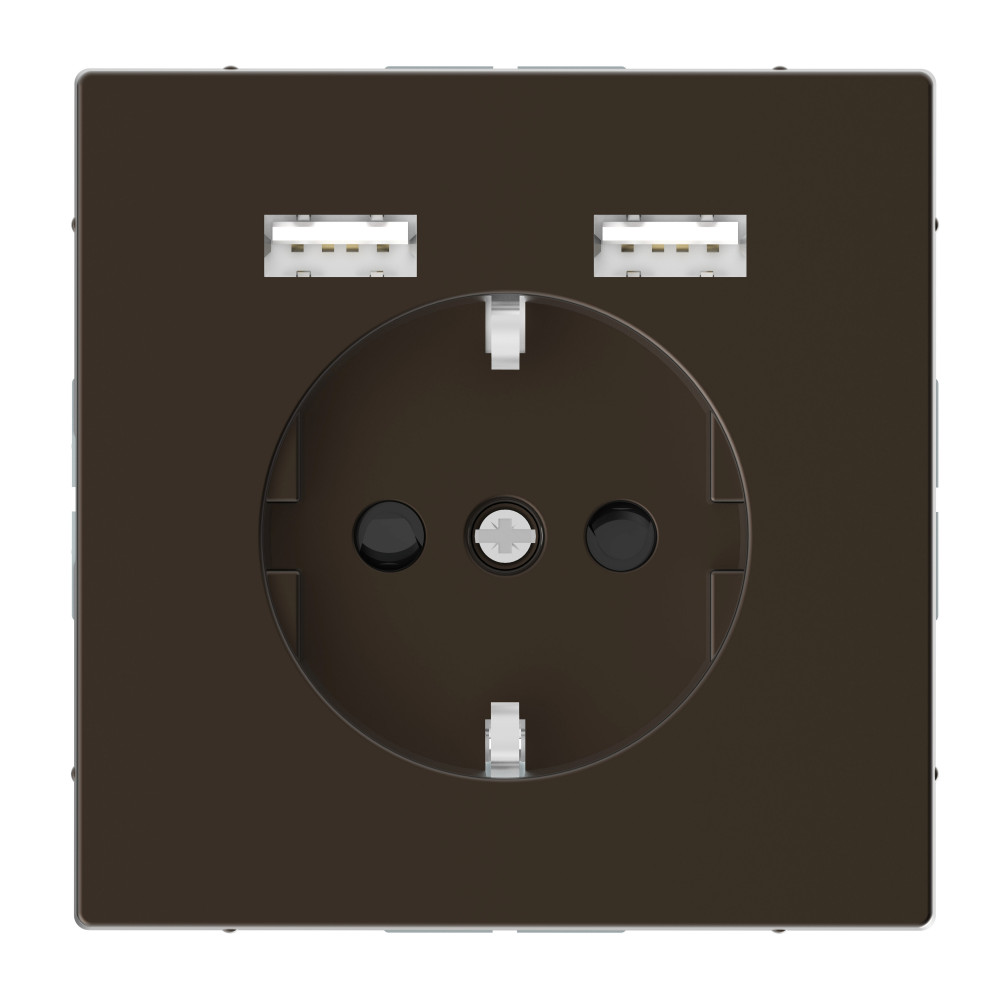 SDL Розетка Schuko с 2 USB 2,4 A мокко