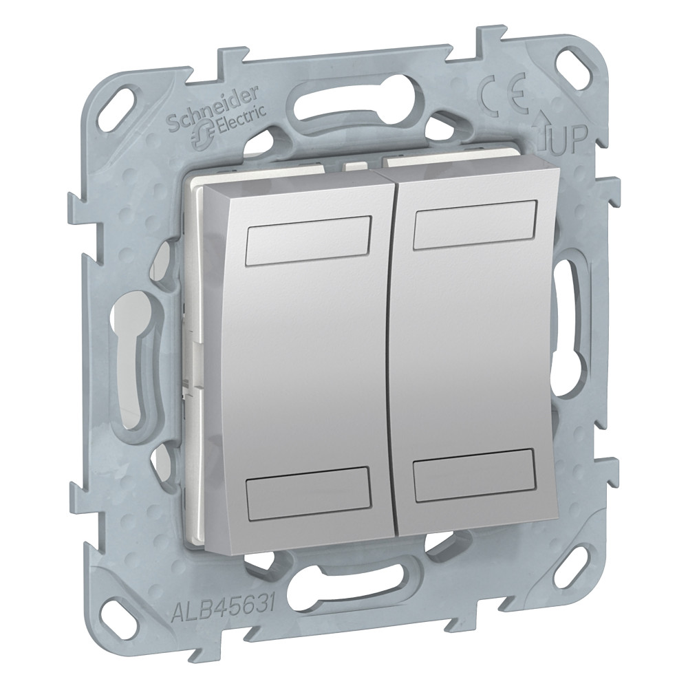 UNICA NEW KNX 2-кнопочный выключатель, АЛЮМИНИЙ