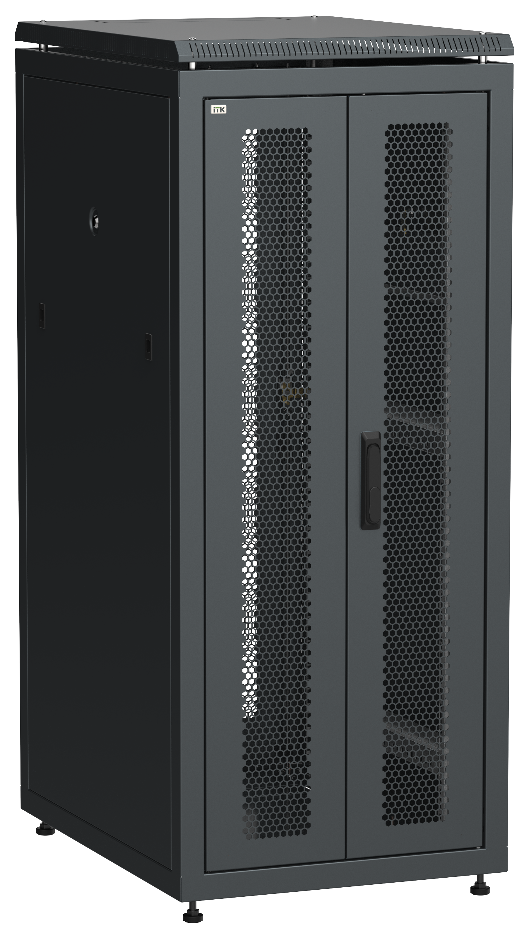 ITK LINEA N Шкаф сетевой 19" 28U 600х800мм двери передняя перфорированная задняя двустворчатая перфорированная черный