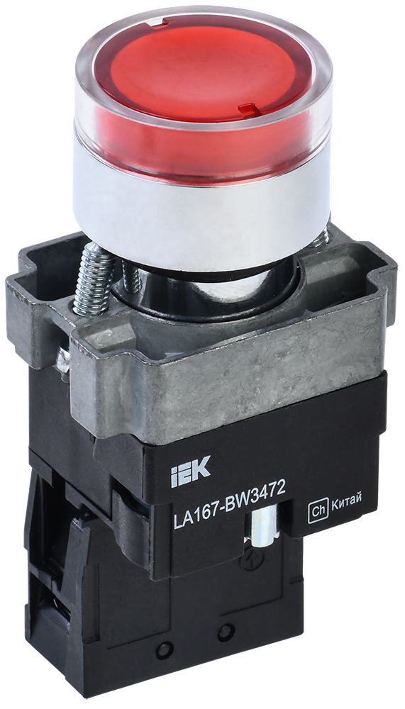 Кнопка управления LA167-BW3472 d=22мм RC 1NC с подсветкой красная IEK