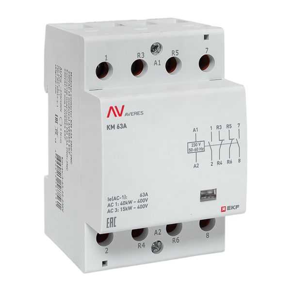 Контактор модульный КМ 63А 2NO+2NC 230В АС (3 мод.) AVERES EKF