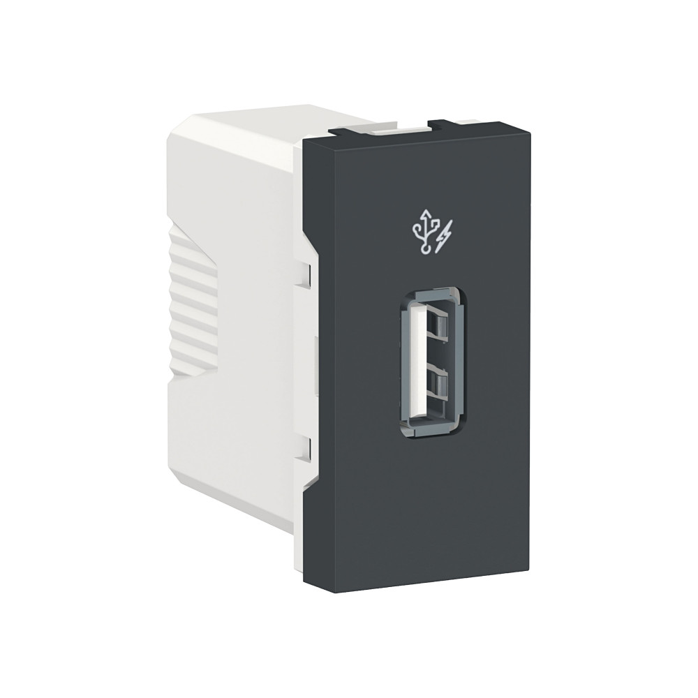 UNICA MODULAR РОЗЕТКА USB, 5 В / 1000 мА, 1 модуль АНТРАЦИТ