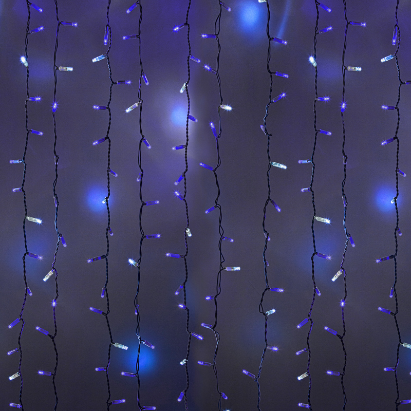 Гирлянда светодиодная Занавес 2х3м 600 LED СИНИЙ белый ПВХ IP65 эффект мерцания 230В  нужен блок 303-500-1 NEON-NIGHT