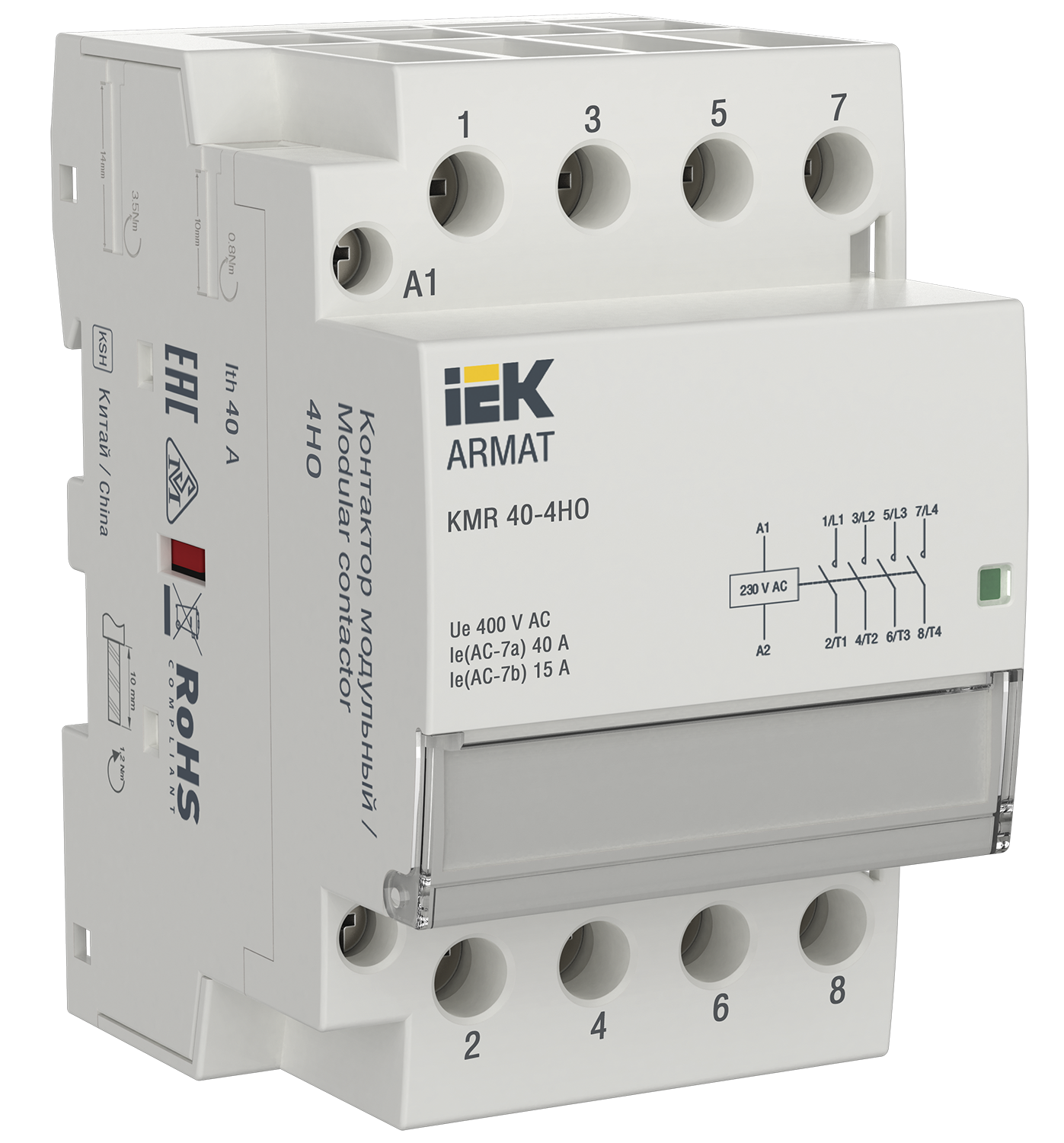 ARMAT Контактор модульный KMR 40А 230В AC 4НО IEK