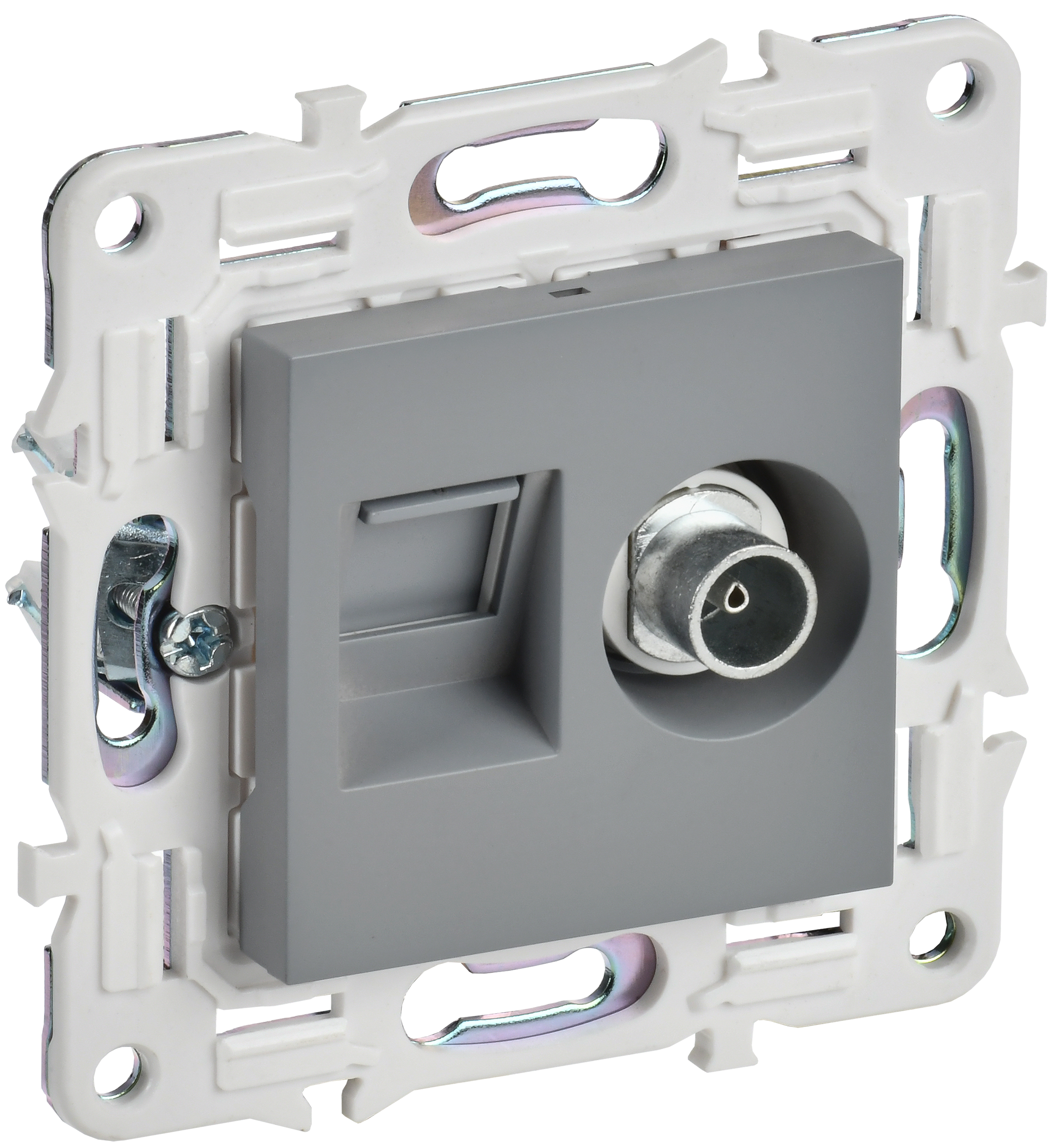 SKANDY Розетка двойная TV+RJ11 SK-A16Gr серый IEK