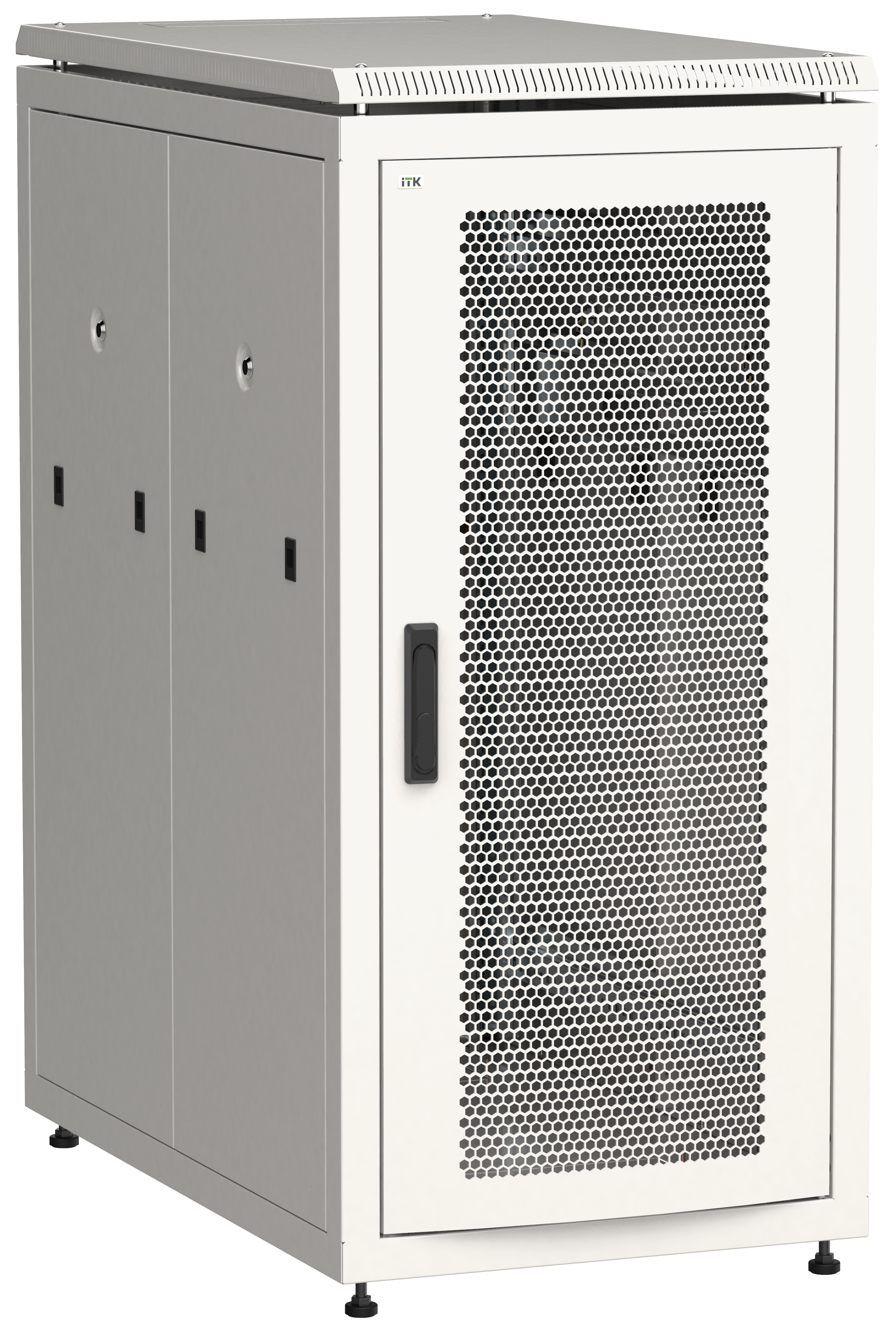 ITK Шкаф сетевой напольный 19" LINEA N 24U 600х1000мм с L-профилями перфорированные двери серый
