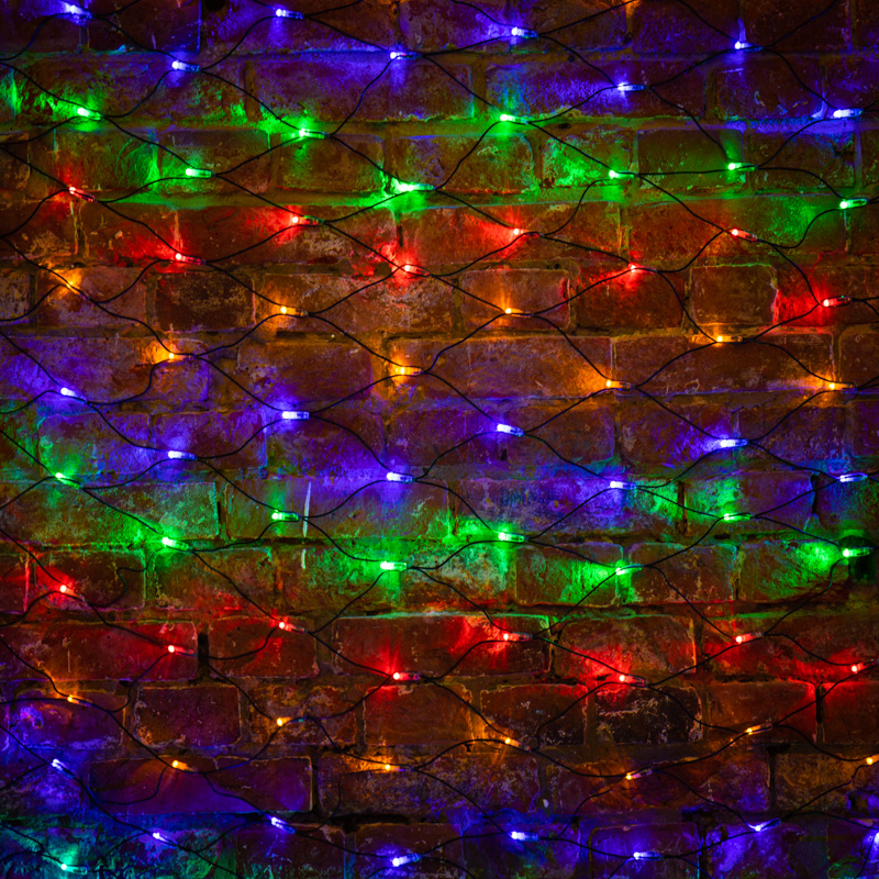 Гирлянда светодиодная Сеть 2х1,5м 288 LED МУЛЬТИ черный ПВХ IP65 постоянное свечение 230В контроллер в комплекте NEON-NIGHT