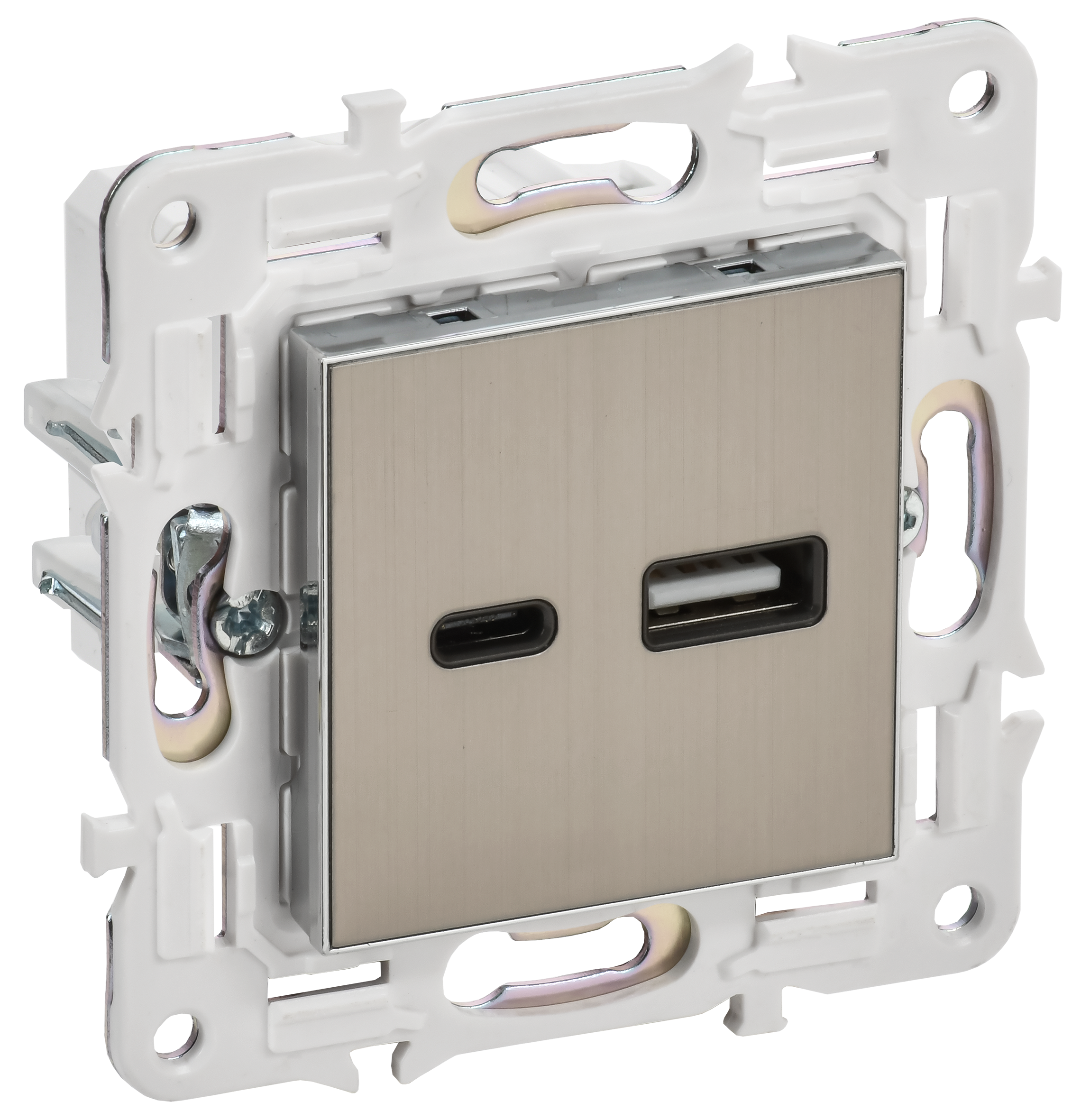 SKANDY Розетка USB A+C 3,1А SK-R14N металл никель IEK