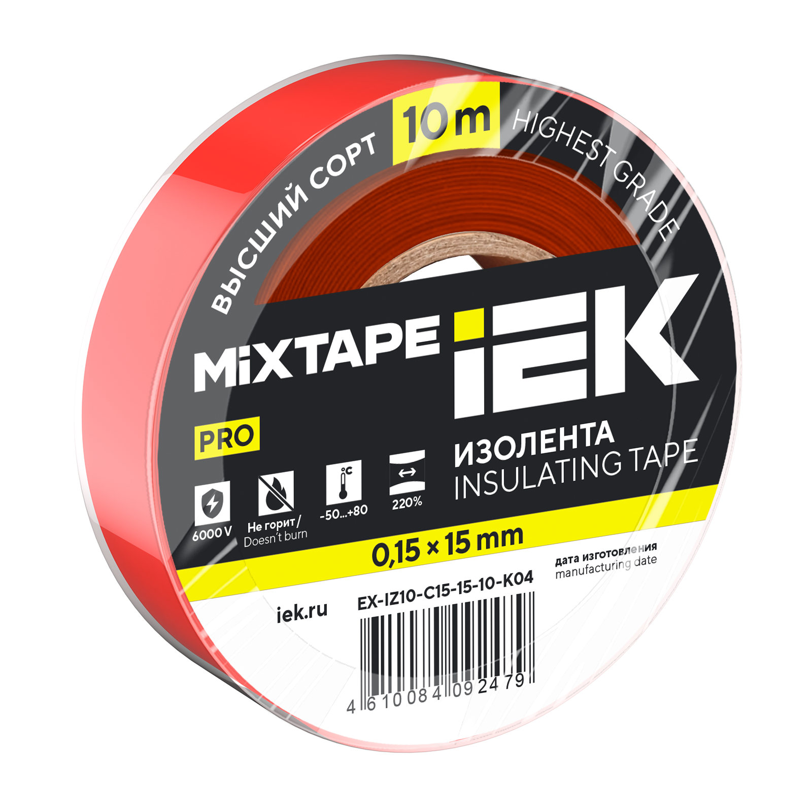 MIXTAPE PRO Изолента 0,15х15мм красная 10м IEK