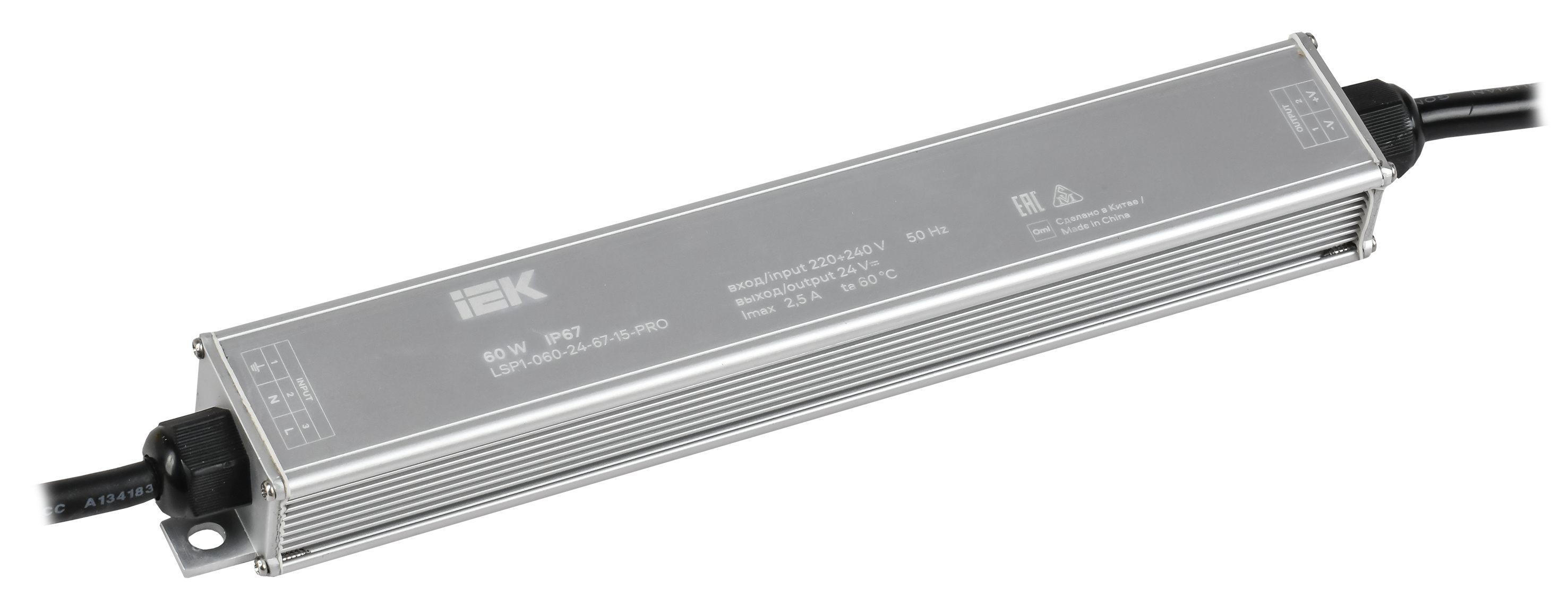 Драйвер LED ИПСН-PRO 60Вт 24В блок - шнуры IP67 IEK