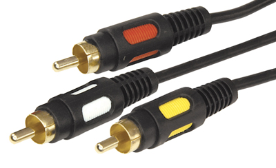 Шнур 3 RCA – 3 RCA, 3м, черный, позолоченный REXANT