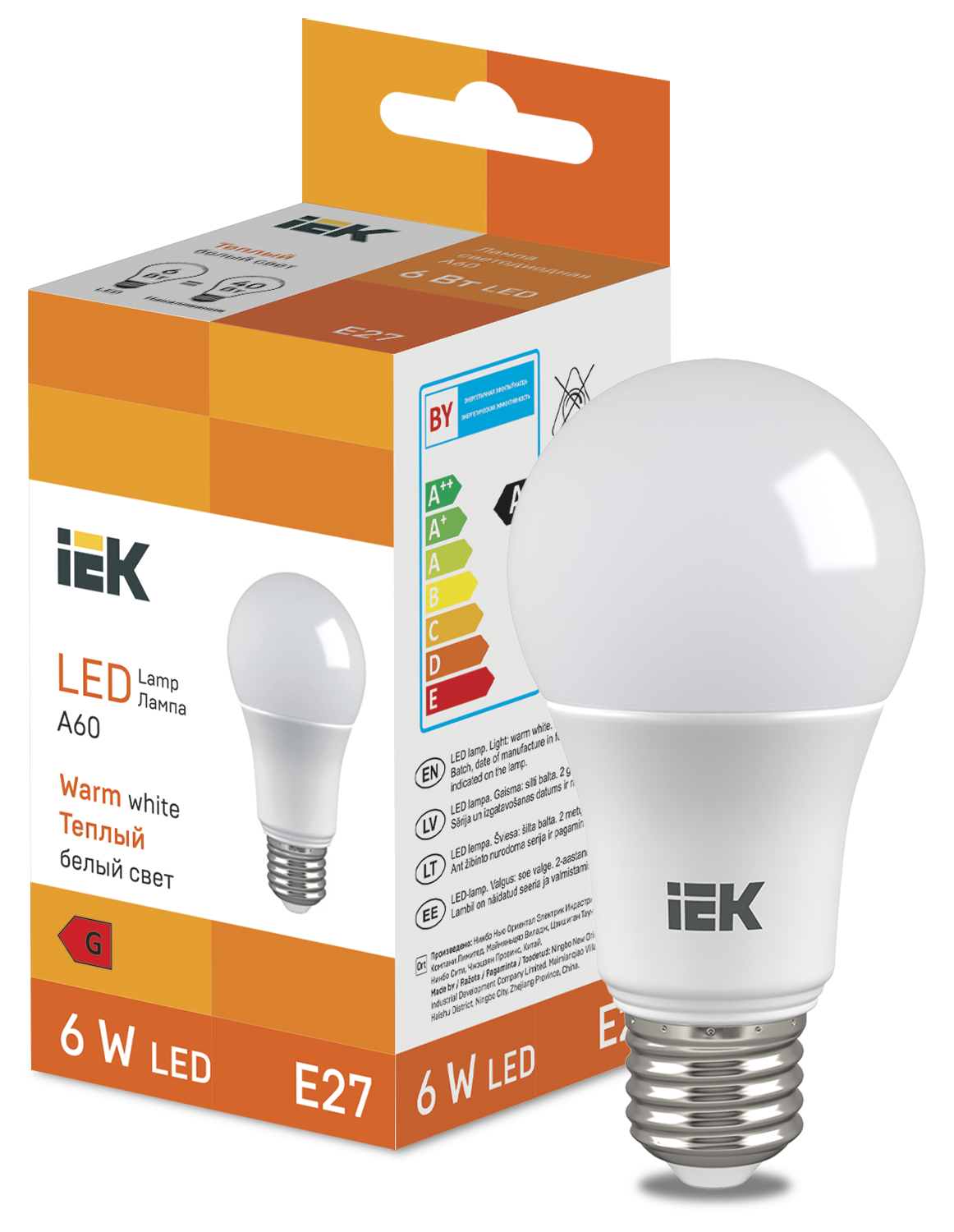 LED Bulb A60 510lm 3000K E27 IEK