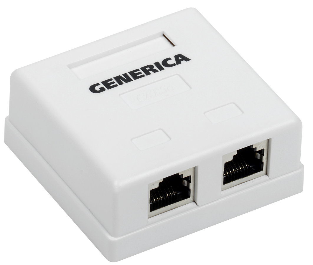 Розетка информационная настенная RJ45 кат.5E FTP 2 порта GENERICA