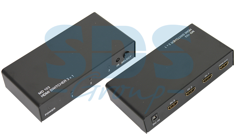 Переключатель HDMI 3 х 1, металл  REXANT