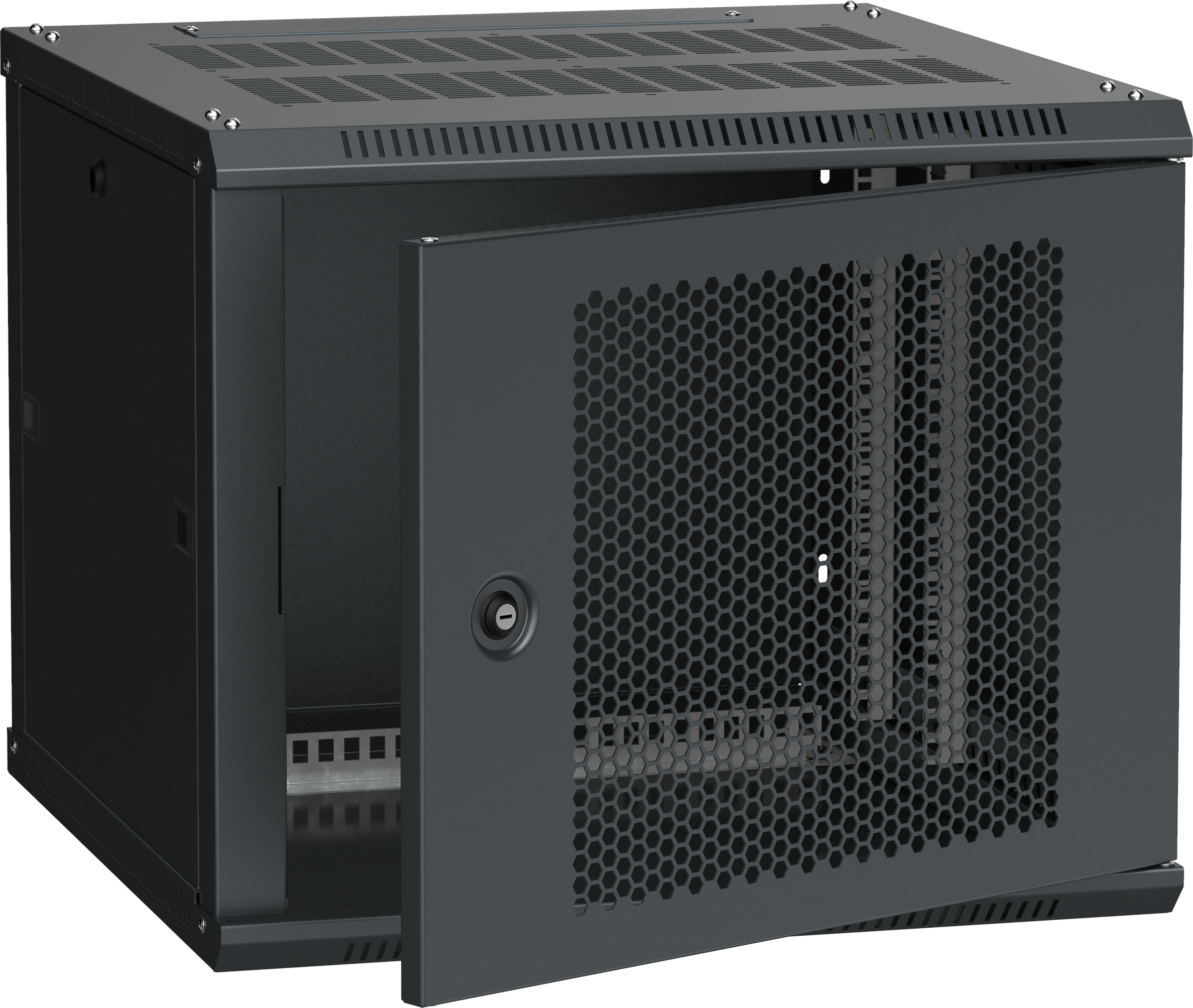 ITK Шкаф LINEA W 9U 600х600мм дверь перфорированная черный RAL9005