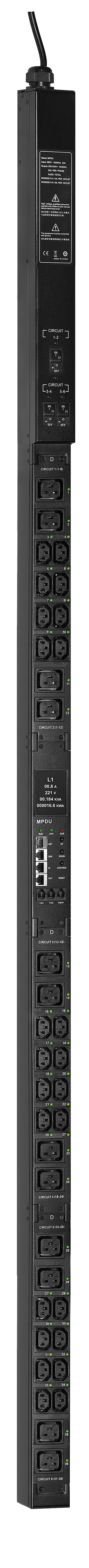ITK CONTROL PDU с общим мониторингом и управлением PV1513 3Ф 32А 24С13 12С19 кабель 3м IEC60309