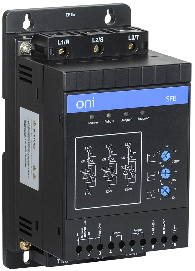 Устройство плавного пуска SFB 1Ф 220В 0,37кВт 2A Uупр 24В Modbus ONI