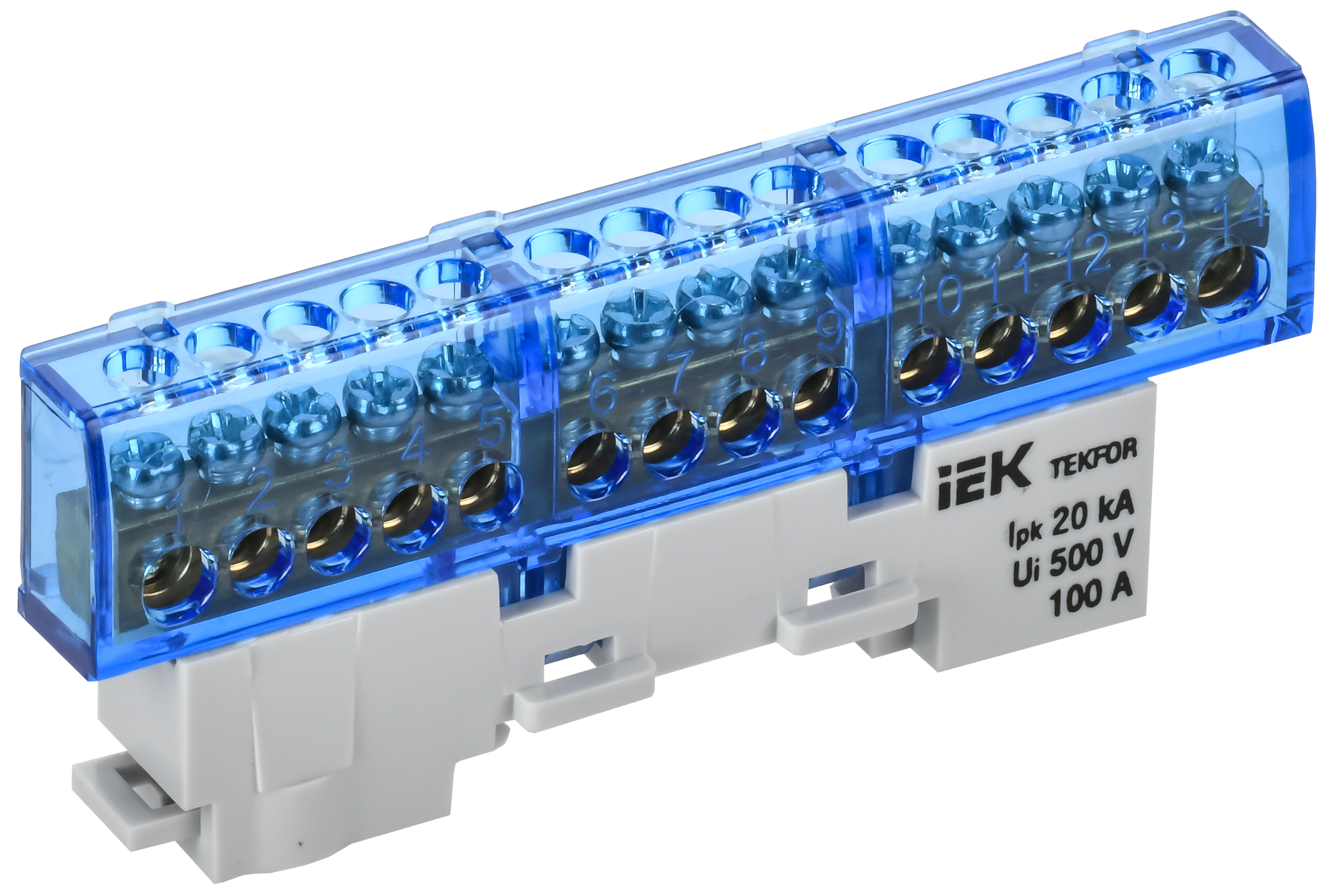 TEKFOR Шина N "ноль" изолированная на универсальном держателе 6х9-14-С IEK