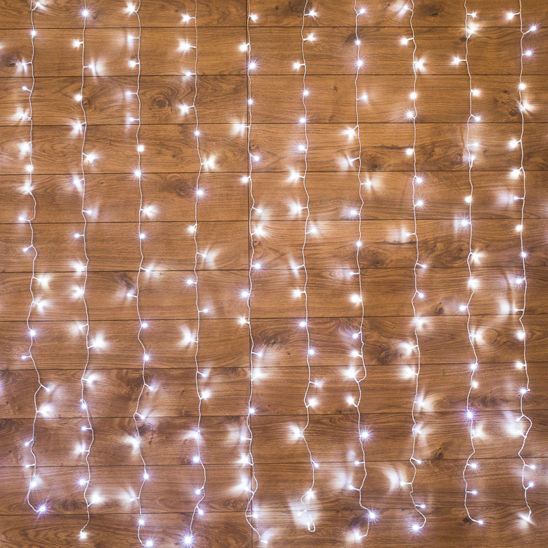 Гирлянда Светодиодный Дождь 1.5х1.5 м 144 LED, прозрачный ПВХ, с контроллером, белое свечение NEON-NIGHT
