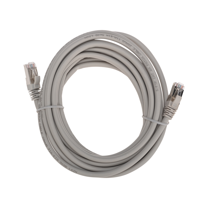 Шнур коммутационный патч-корд S/FTP, CAT 6A (10G), RJ45-RJ45, 28AWG, LSZH, серый, 5м REXANT