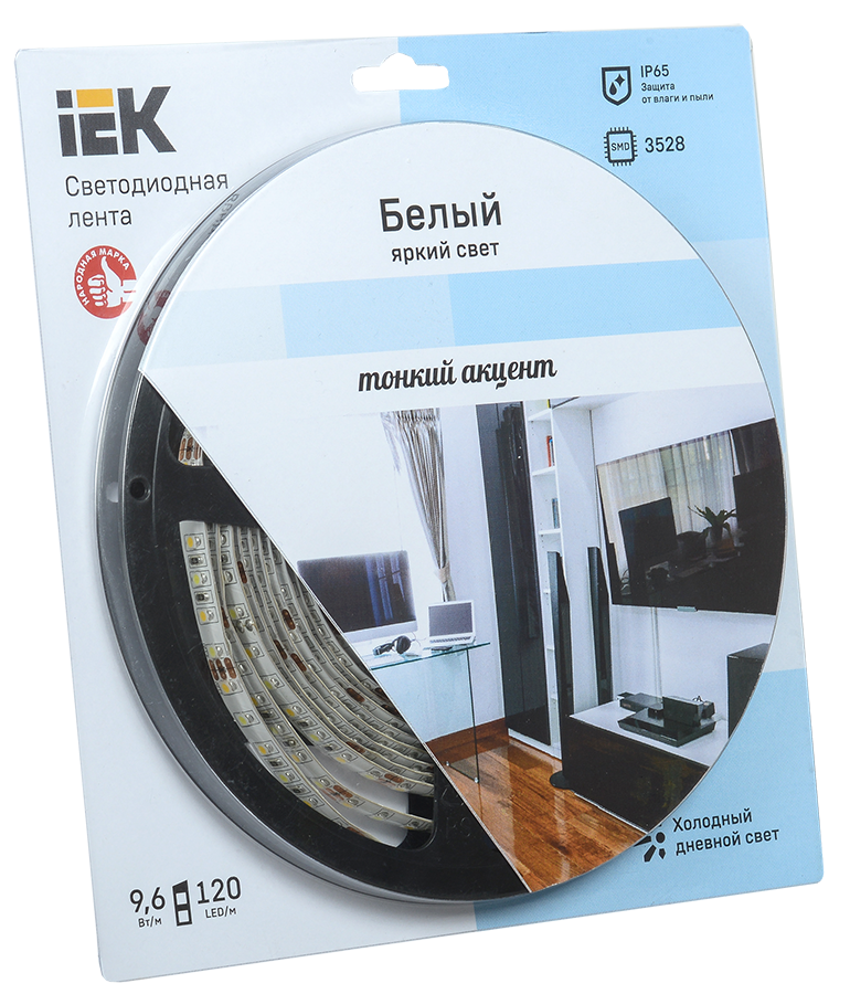 Лента светодиодная 5м блистер LSR-3528W120-9.6-IP65-12V IEK-eco