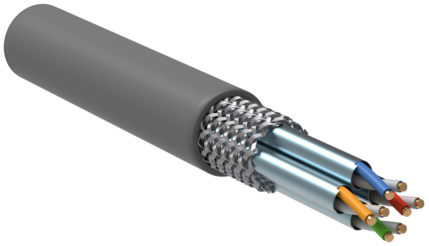 ITK Витая пара S/FTP кат.6A 4х2х23AWG solid LSZH нг(А)-HF серый (305м)