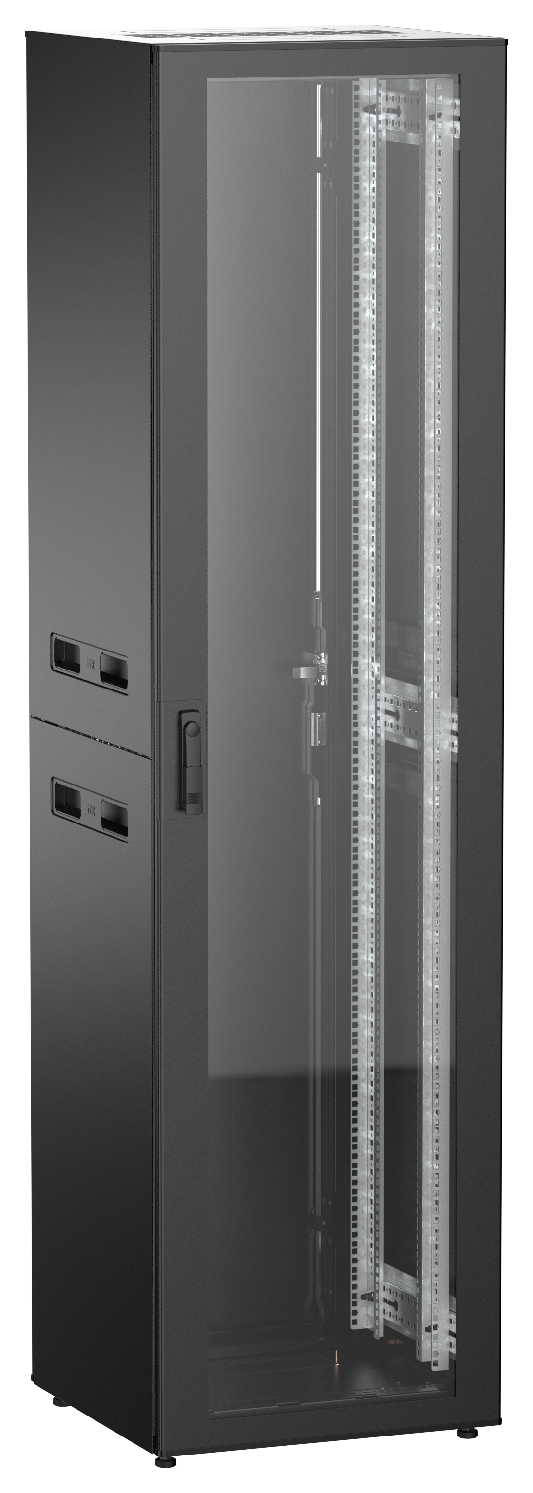 ITK UNITBOX N Шкаф сетевой 19" напольный 47U 600х600мм стеклянная передняя дверь задняя металлическая черный
