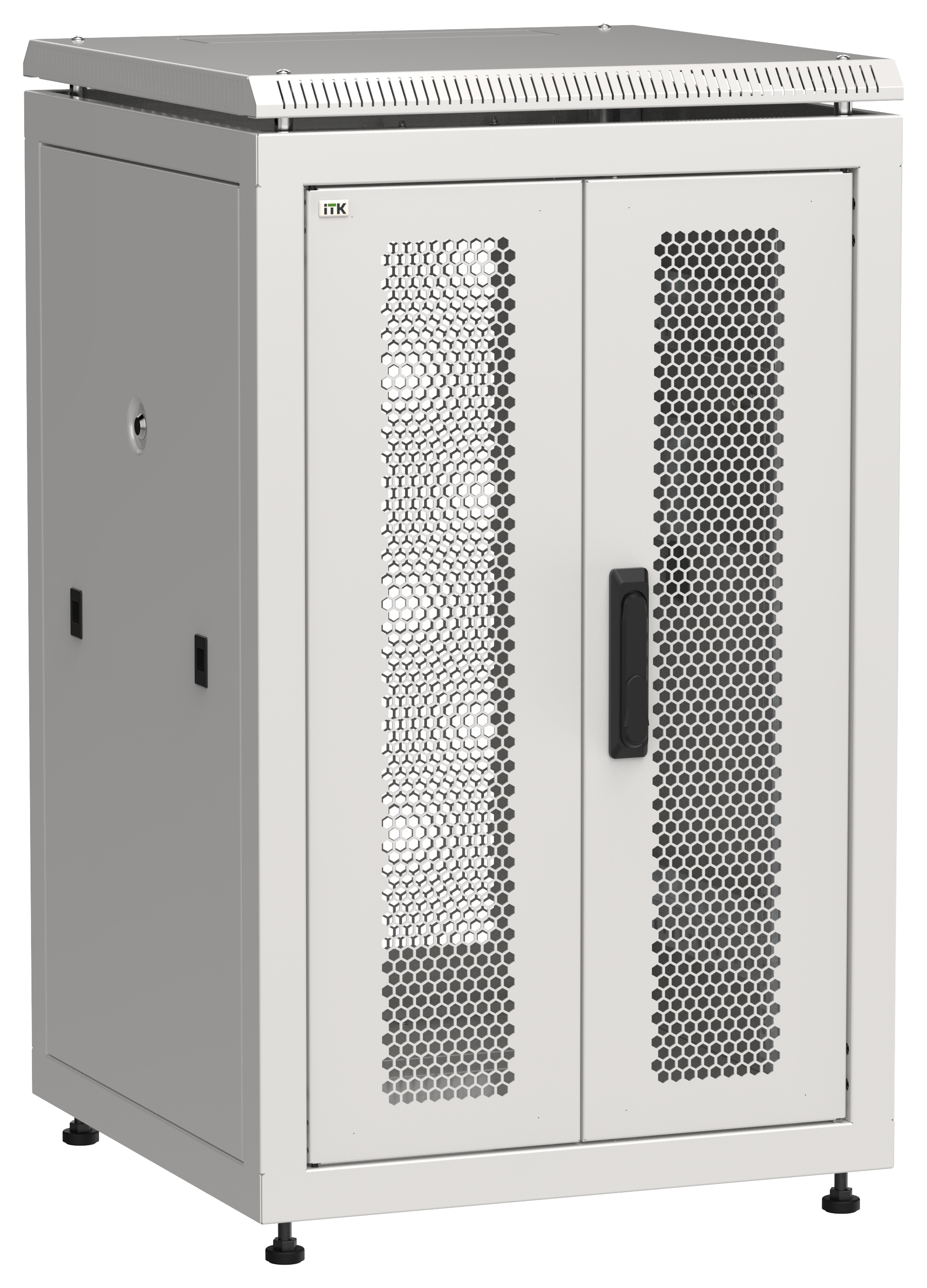 ITK LINEA N Шкаф сетевой 19" 18U 600х600мм двери передняя перфорированная задняя двустворчатая перфорированная серый