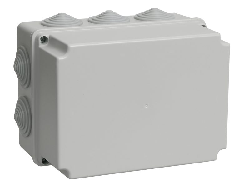 Коробка распаячная КМ41245 для открытой проводки 190х140х120мм IP44 10 гермовводов серая IEK