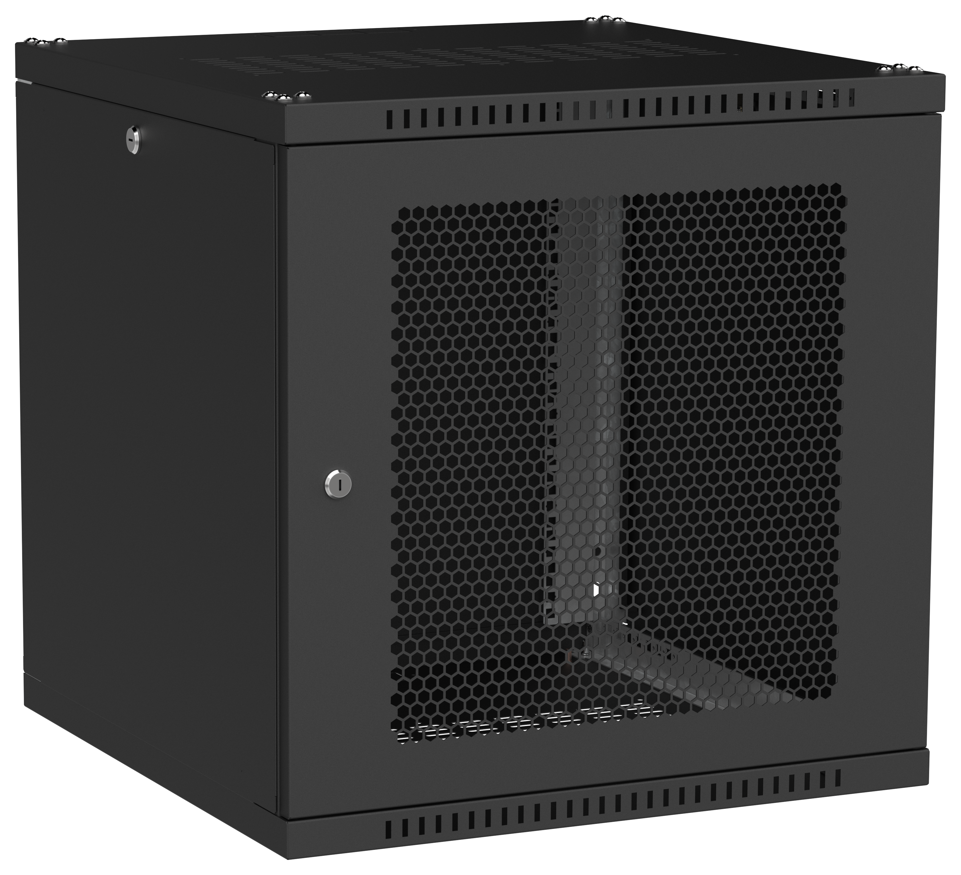 Шкаф настенный 19" 12U 600х600мм перфорированная дверь черный GENERICA