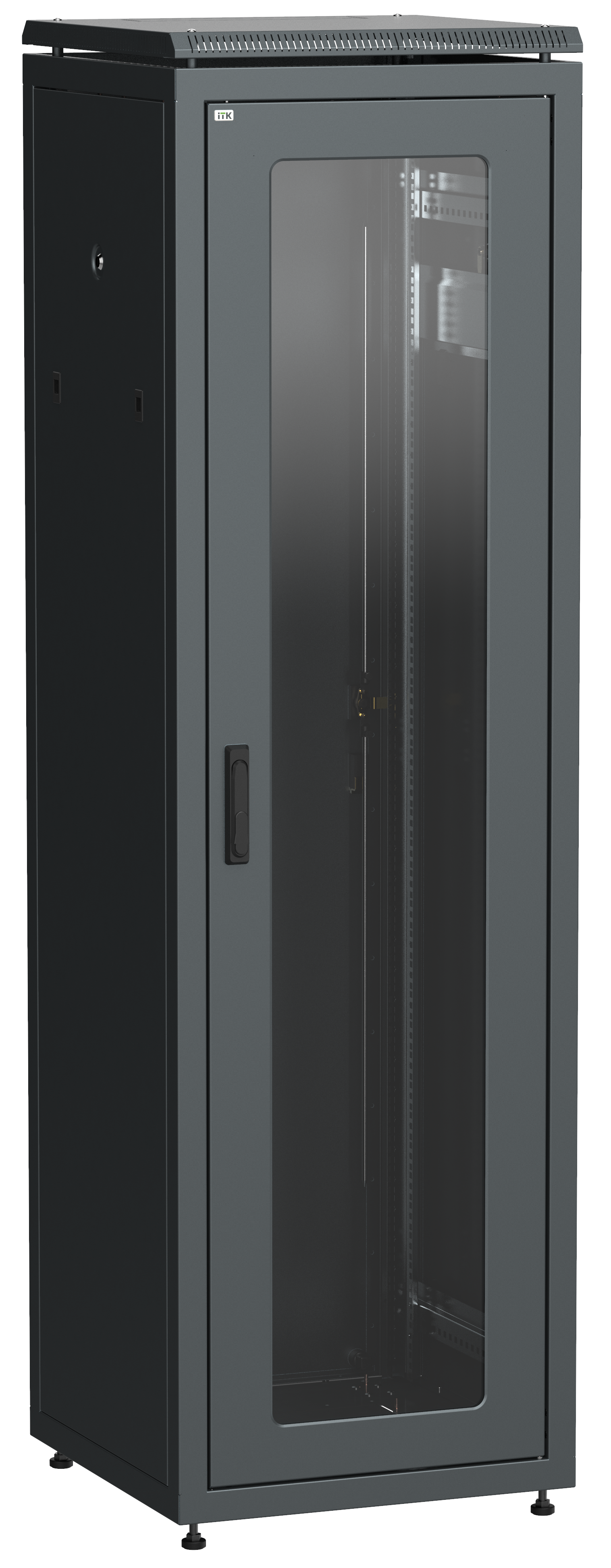 ITK LINEA N Шкаф сетевой 19" 47U 600х800мм стеклянная передняя дверь задняя металлическая черный