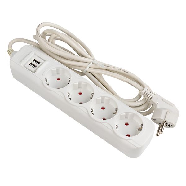 Удлинитель "Эксперт" 4 гнезда 3 метра 16А/3,5кВт с 2 USB 2,1А ПВС 3x1 EKF PROxima