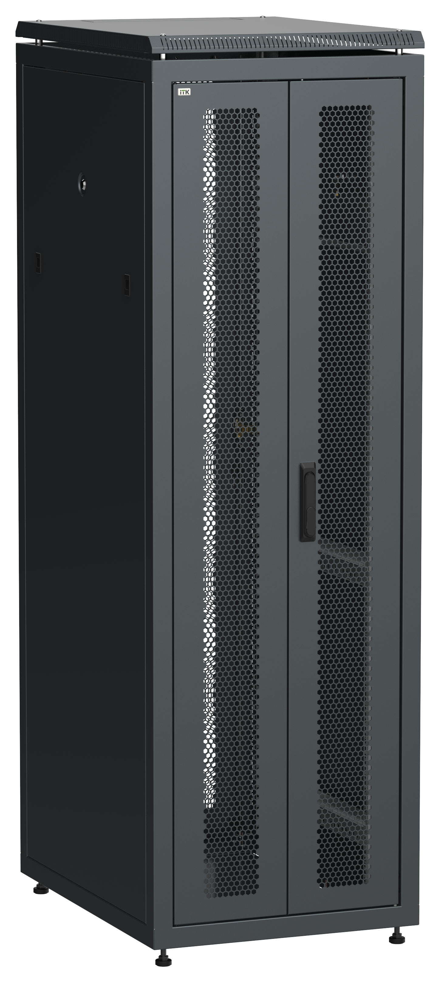 ITK LINEA N Шкаф сетевой 19" 38U 600х800мм двери передняя перфорированная задняя двустворчатая перфорированная черный